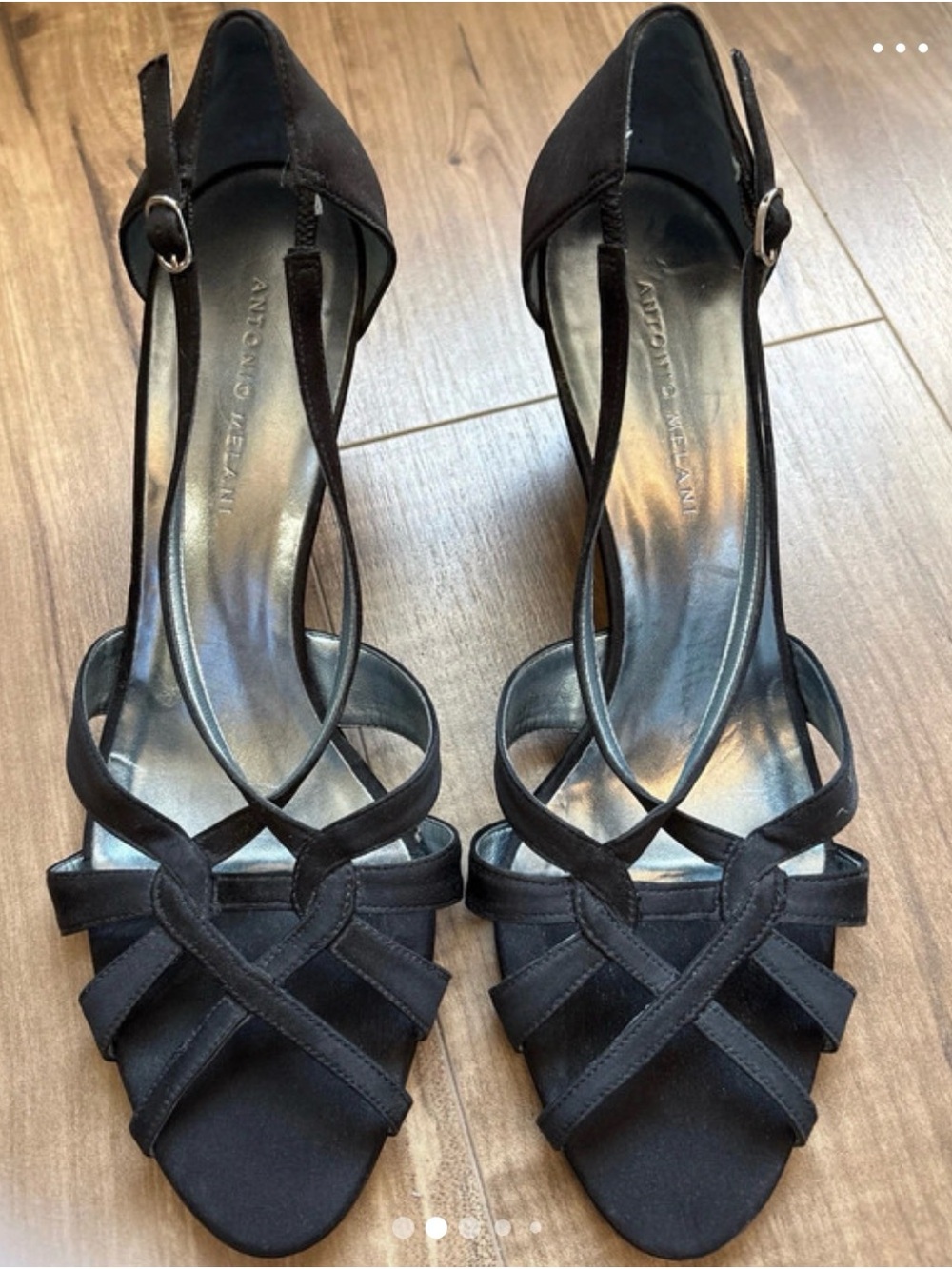 ANTONIO MELANI Black Strappy Wedge Sandals